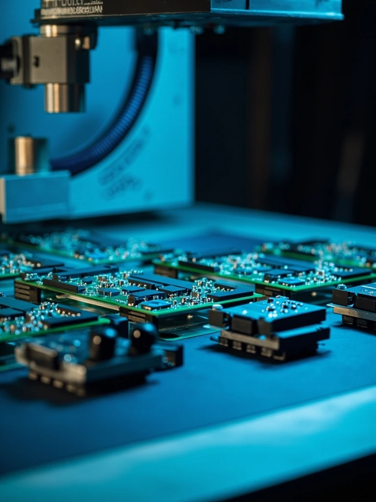 Low-volume prototype PCBs on a workbench inside the Noora NPI lab